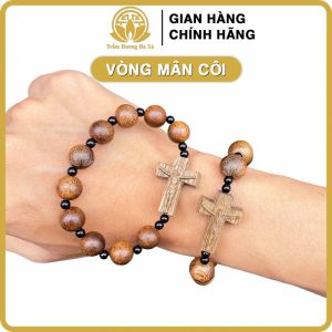 Vòng mân côi Công Giáo đeo tay nam nữ 10 hạt phong thủy gỗ trầm hương HÀ XÁ