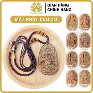 Mặt phật bản mệnh đeo cổ phong thủy tài lộc trầm hương HÀ XÁ có kèm theo dây dù