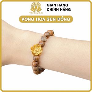 Vòng tay hoa sen đồng phong thủy trầm hương HÀ XÁ 8li đeo tay cặp đôi nữ may mắn tài lộc