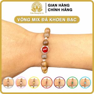 Vòng tay phong thủy trầm hương HÀ XÁ mix đá khoen bạc 925 đeo tay cặp đôi nam nữ mệnh kim mộc thủy hỏa thổ may mắn