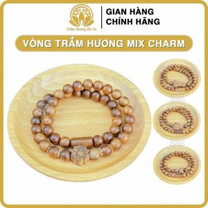 Vòng tay đôi phong thủy trầm hương HÀ XÁ mix charm hoa sen hồ ly phật di lặc phật bà quan thế âm đeo tay cặp đôi nam nữ