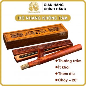 Bộ nhang không tăm đầy đủ hộp đựng và máng đốt bằng gỗ nhà HÀ XÁ cao cấp